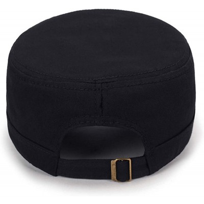 Baseball Caps Fashion Solid Color Unisex Adjustable Strap Cadet Cap Embroidered - 3-black - C318W337C4O $18.95