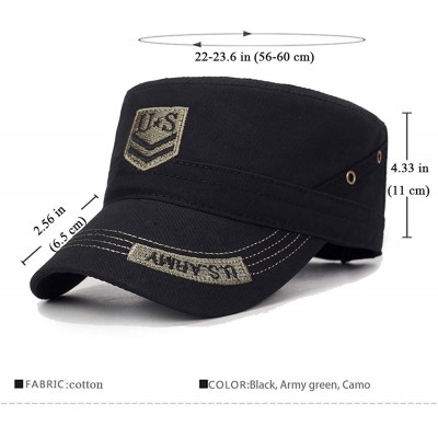 Baseball Caps Fashion Solid Color Unisex Adjustable Strap Cadet Cap Embroidered - 3-black - C318W337C4O $18.95