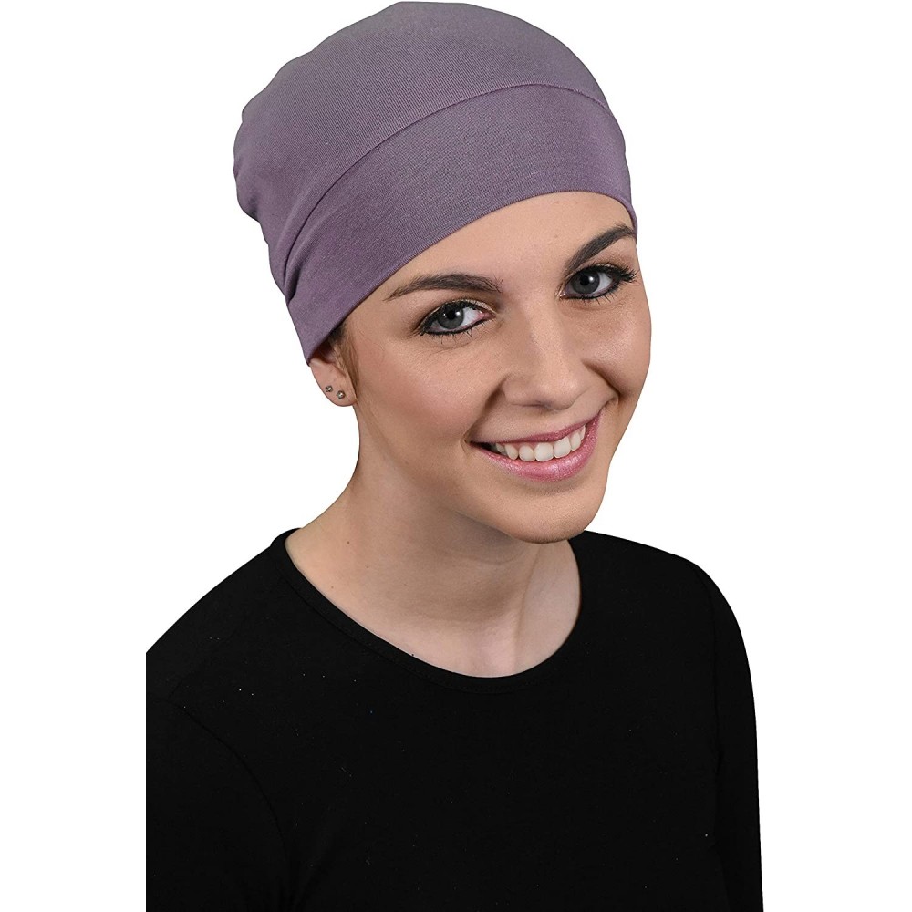 Skullies & Beanies Womens Soft Sleep Cap Comfy Cancer Wig Liner & Hair Loss Cap - Lavender - CV12E5ZA3ML $18.61