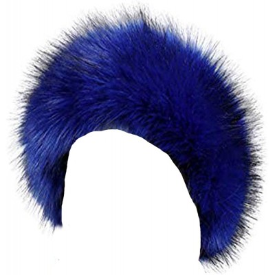 Cold Weather Headbands Women's Faux Fur Headband Soft Winter Cossack Russion Style Hat Cap - Royal Blue - CN18L8KOI5W $25.41