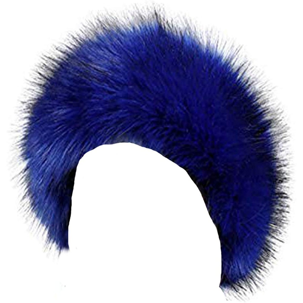 Cold Weather Headbands Women's Faux Fur Headband Soft Winter Cossack Russion Style Hat Cap - Royal Blue - CN18L8KOI5W $10.76
