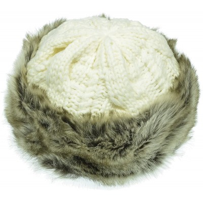 Skullies & Beanies Women's Knitted Hat Faux Fur Lined Trim Cable Winter Beanie - Ivory - CW12MA47VSU $34.42