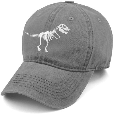 Baseball Caps Unisex T Rex Skeleton Dinosaur Denim Hat Adjustable Washed Dyed Cotton Dad Baseball Caps - Deep Heather - C018N...