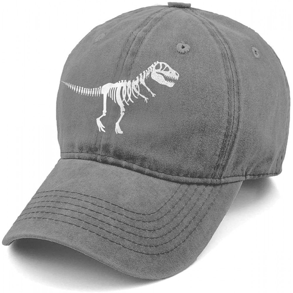 Baseball Caps Unisex T Rex Skeleton Dinosaur Denim Hat Adjustable Washed Dyed Cotton Dad Baseball Caps - Deep Heather - C018N...