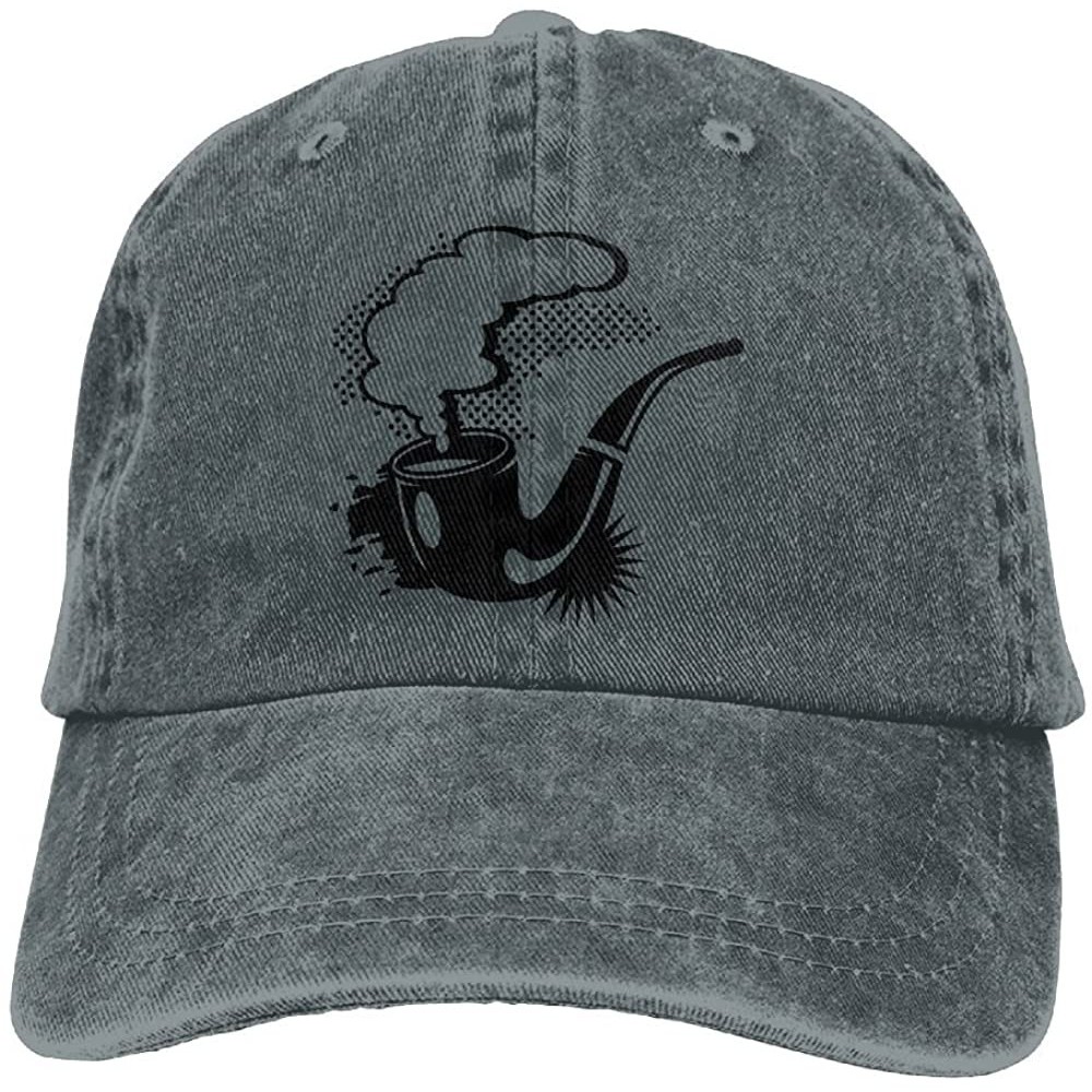 Skullies & Beanies A Smoking Tobacco Pipe Cowboy Hip-hop Hat Rear Cap Adjustable Cap - Asphalt - CD18EXGIM8L $15.16