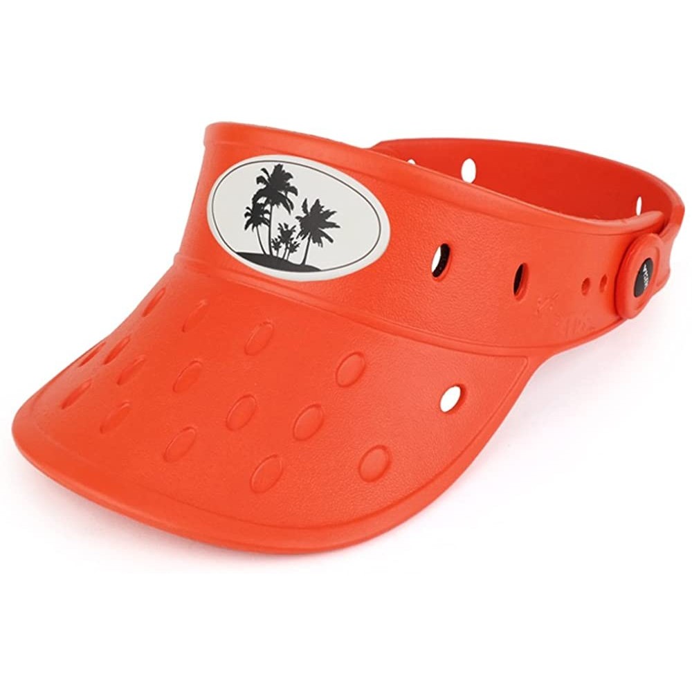 Visors Durable Adjustable Floatable Summer Visor Hat with Large Palm Tree Snap Charm - Dark Orange - CK17YY6HOIX $14.23