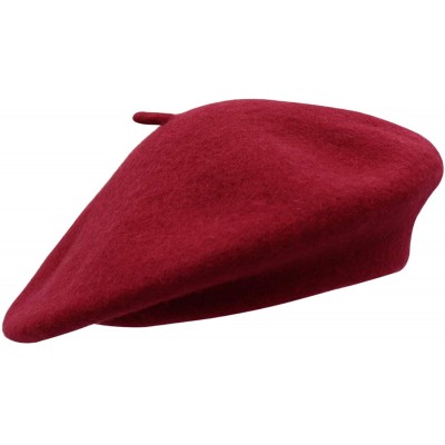 Berets Wool French Beret Hat for Women - Burgundy - CB18NMXNG8Y $9.27