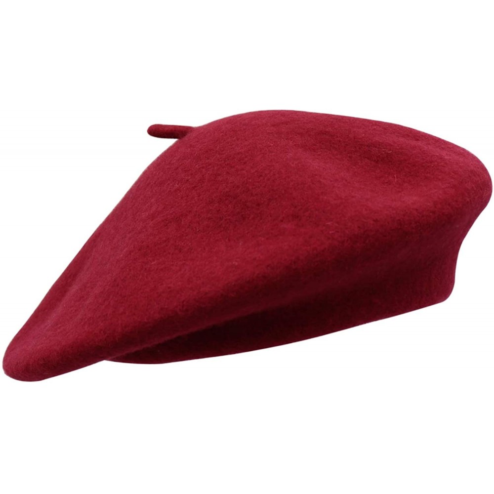 Berets Wool French Beret Hat for Women - Burgundy - CB18NMXNG8Y $9.27
