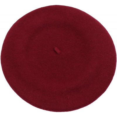 Berets Wool French Beret Hat for Women - Burgundy - CB18NMXNG8Y $9.27