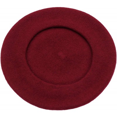 Berets Wool French Beret Hat for Women - Burgundy - CB18NMXNG8Y $9.27