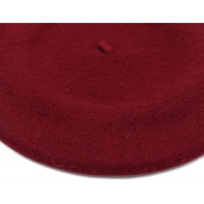 Berets Wool French Beret Hat for Women - Burgundy - CB18NMXNG8Y $9.27