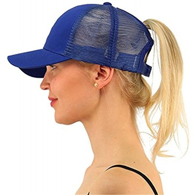 Baseball Caps Ponytail Cap Messy Trucker Adjustable Visor Baseball Cap Hat Unisex - White & Dark Blue - CW18TM42KRI $22.82