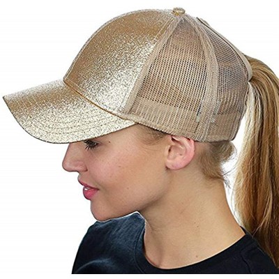 Baseball Caps Ponytail Cap Messy Trucker Adjustable Visor Baseball Cap Hat Unisex - Glitter Gold - CZ18EYLMD3X $16.25