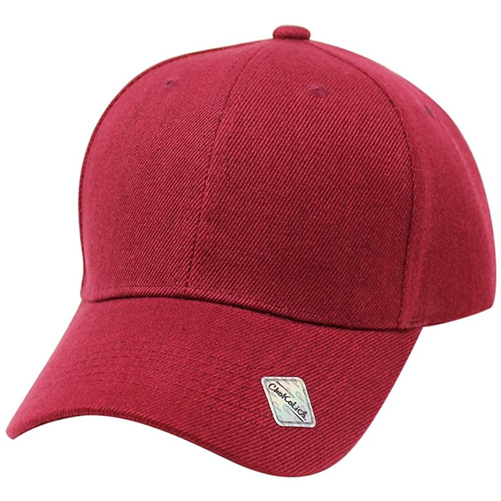 Baseball Caps Baseball Hat Adjustable Blank Cap Mid Profile Structured Baseball Cap - Ball Cap Burgundy - CT18IKGKXRT $12.04