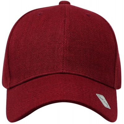 Baseball Caps Baseball Hat Adjustable Blank Cap Mid Profile Structured Baseball Cap - Ball Cap Burgundy - CT18IKGKXRT $12.04