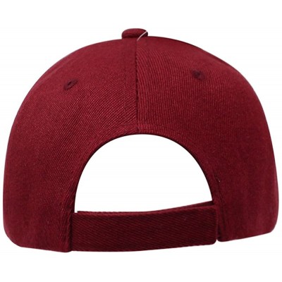 Baseball Caps Baseball Hat Adjustable Blank Cap Mid Profile Structured Baseball Cap - Ball Cap Burgundy - CT18IKGKXRT $12.04