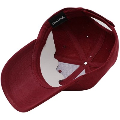 Baseball Caps Baseball Hat Adjustable Blank Cap Mid Profile Structured Baseball Cap - Ball Cap Burgundy - CT18IKGKXRT $12.04