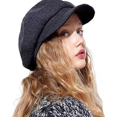 Newsboy Caps Womens Newsboy Hat Beret Cap Visor Hats for Ladies Wool Newsboy Beret Cap - Gray - CW18YGC9CHX $14.38