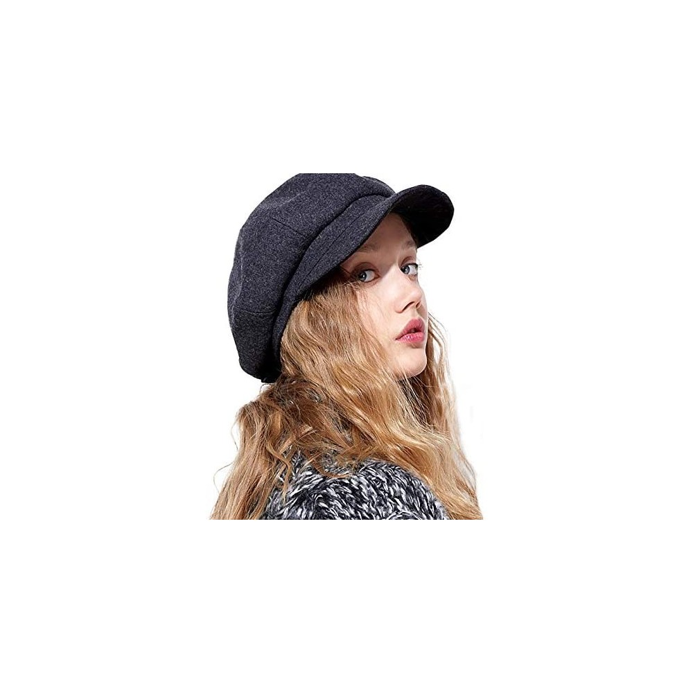 Newsboy Caps Womens Newsboy Hat Beret Cap Visor Hats for Ladies Wool Newsboy Beret Cap - Gray - CW18YGC9CHX $14.38