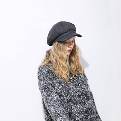 Newsboy Caps Womens Newsboy Hat Beret Cap Visor Hats for Ladies Wool Newsboy Beret Cap - Gray - CW18YGC9CHX $14.38