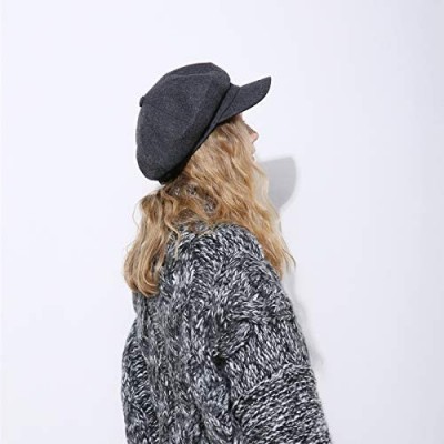 Newsboy Caps Womens Newsboy Hat Beret Cap Visor Hats for Ladies Wool Newsboy Beret Cap - Gray - CW18YGC9CHX $14.38