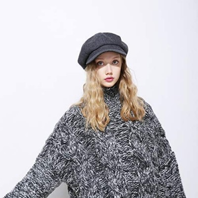 Newsboy Caps Womens Newsboy Hat Beret Cap Visor Hats for Ladies Wool Newsboy Beret Cap - Gray - CW18YGC9CHX $14.38