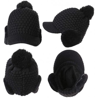 Newsboy Caps Womens Knit Newsboy Cap Warm Lined Winter Hat 100% Soft Acrylic with Visor - 99722_black - CC18KK87YE7 $13.43