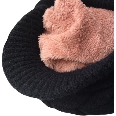 Skullies & Beanies Womens Winter Beanie Hat Warm Knitted Slouchy Wool Hats Cap with Visor - A-black - C812MO8OFV7 $10.06