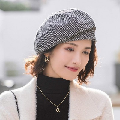 Fedoras Womens Elegant Double Flower 100% Wool Pillbox Hat Fascinator Hat Beanie Hat - J-black - CD18ZYTEZSL $10.41