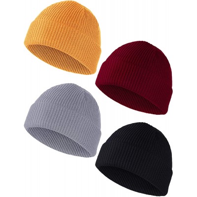 Skullies & Beanies 4 Pieces Winter Warm Thick Hats Knit Beanie Cap Soft Outdoor Hat for Men and Women - CX18Z5Y5C7N $19.97