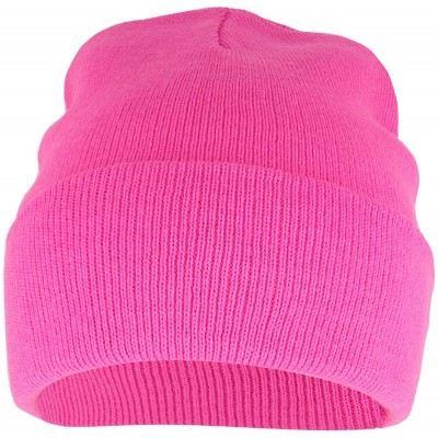 Skullies & Beanies High Visibility Neon Color Cuff Long Winter Beanie Hat - Pink - CO18EYCTK3W $9.58