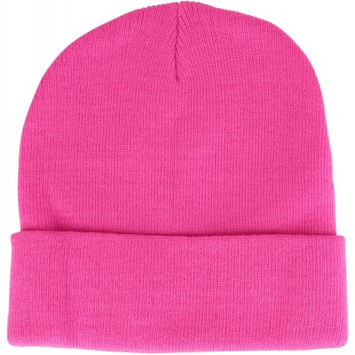 Skullies & Beanies High Visibility Neon Color Cuff Long Winter Beanie Hat - Pink - CO18EYCTK3W $9.58