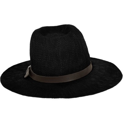 Fedoras Coral Jones Mens Floppy Straw Hat Fedora - Black - C3126BIVPCX $17.49