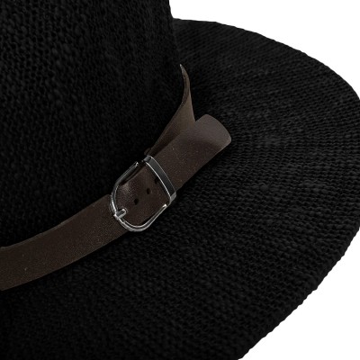 Fedoras Coral Jones Mens Floppy Straw Hat Fedora - Black - C3126BIVPCX $17.49