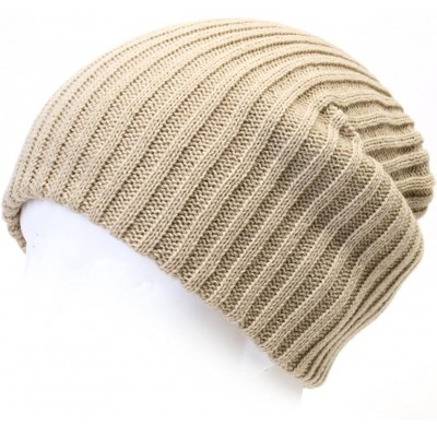 Skullies & Beanies 2 Pack Solid Color Blank Long Cuff Daily Stretch Knit Winter Beanies - Beige - CZ119CFAEKL $8.57