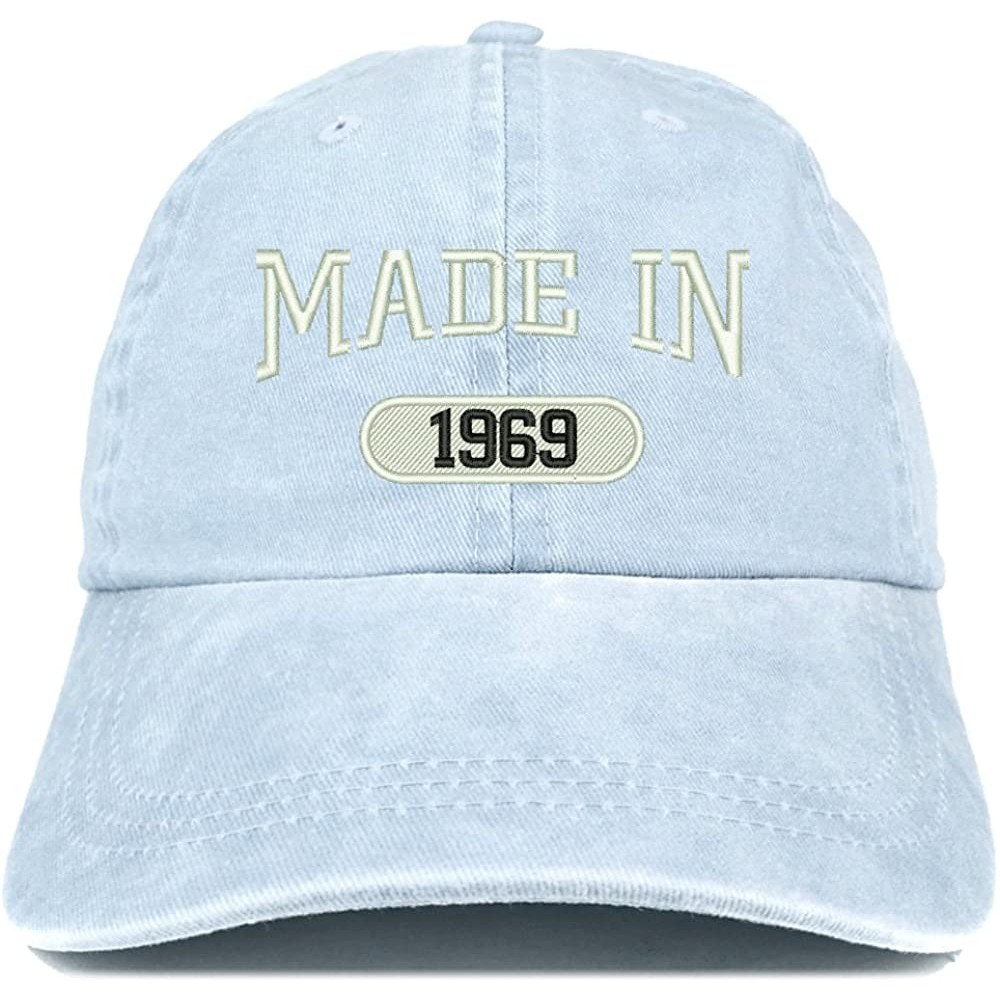 Baseball Caps Made in 1969 Embroidered 51st Birthday Washed Baseball Cap - Light Blue - CC18C7HWU68 $15.07