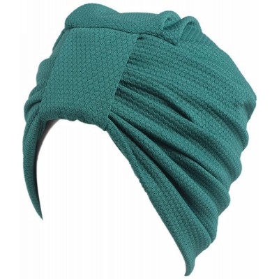 Baseball Caps Women Solid Pre Tied Yoga Cancer Chemo Hat Beanie Turban Stretch Head Wrap Cap - Green - CZ185A6HG0X $17.87