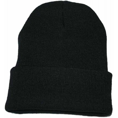 Skullies & Beanies Unisex Slouchy Knitting Beanie Hip Hop Cap Warm Winter Ski Hat - Black - CL18AU4XL6K $10.35