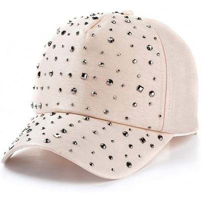 Baseball Caps Summer Rhinestone Baseball Cap for Women-Shiny Bling Sequins Casual Sports Cap-Adjustable Breathable Hat - Beig...