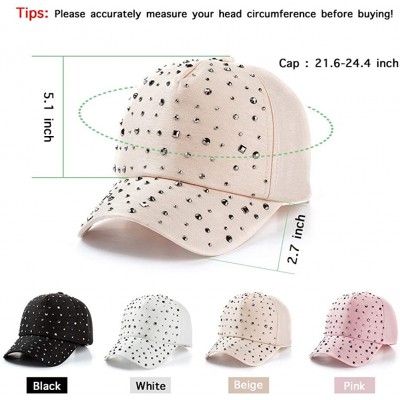 Baseball Caps Summer Rhinestone Baseball Cap for Women-Shiny Bling Sequins Casual Sports Cap-Adjustable Breathable Hat - Beig...