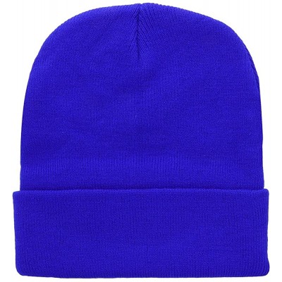 Skullies & Beanies Men Women Knitted Beanie Hat Ski Cap Plain Solid Color Warm Great for Winter - 1pc Royal Blue - CZ1862KSMK...