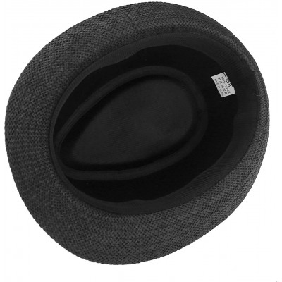 Sun Hats Unisex Summer Panama Straw Fedora Hat Short Brim Beach Sun Cap Classic - 01 Black - C5184DDR9QT $15.55