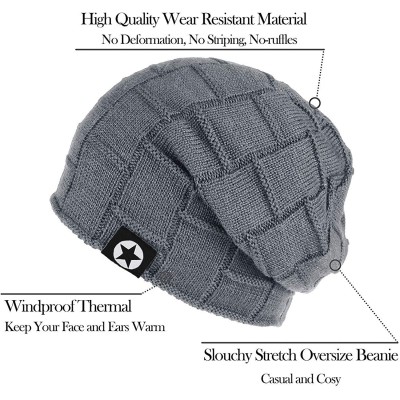 Skullies & Beanies Winter Beanie for Men Cable Knit Wool Fabric Warm Hat Thick Soft Stretch Caps 1-3 Pairs - CD18AIYIUXM $11.72