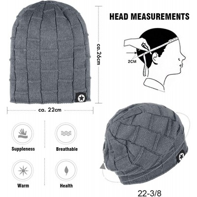 Skullies & Beanies Winter Beanie for Men Cable Knit Wool Fabric Warm Hat Thick Soft Stretch Caps 1-3 Pairs - CD18AIYIUXM $11.72