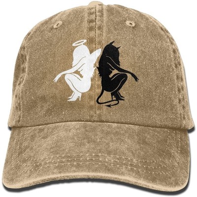 Cowboy Hats Angel and Devil Sitting Decal Trend Printing Cowboy Hat Fashion Baseball Cap for Men and Women Black - Natural - ...