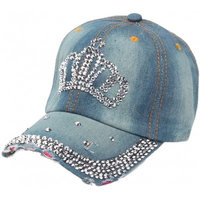 Baseball Caps Full Diamond Crown Flat Snapback Hat Hip-Hop Baseball Cap for Girls Womens - CH12G5OY74V $8.03