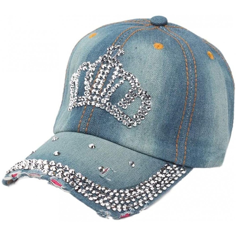 Baseball Caps Full Diamond Crown Flat Snapback Hat Hip-Hop Baseball Cap for Girls Womens - CH12G5OY74V $8.03