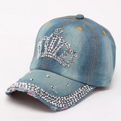 Baseball Caps Full Diamond Crown Flat Snapback Hat Hip-Hop Baseball Cap for Girls Womens - CH12G5OY74V $8.03