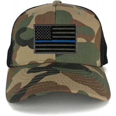 Baseball Caps US American Flag Embroidered Iron on Patch Adjustable Camo Trucker Cap - WWB - Blue Line Patch - C412N60VMOZ $1...