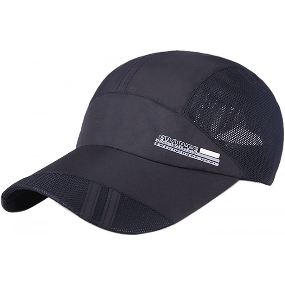 Baseball Caps Unisex Mesh Brim Tennis Cap Outside Sunscreen Quick Dry Adjustable Baseball Hat - C-black - CA17YZNZZQW $17.07